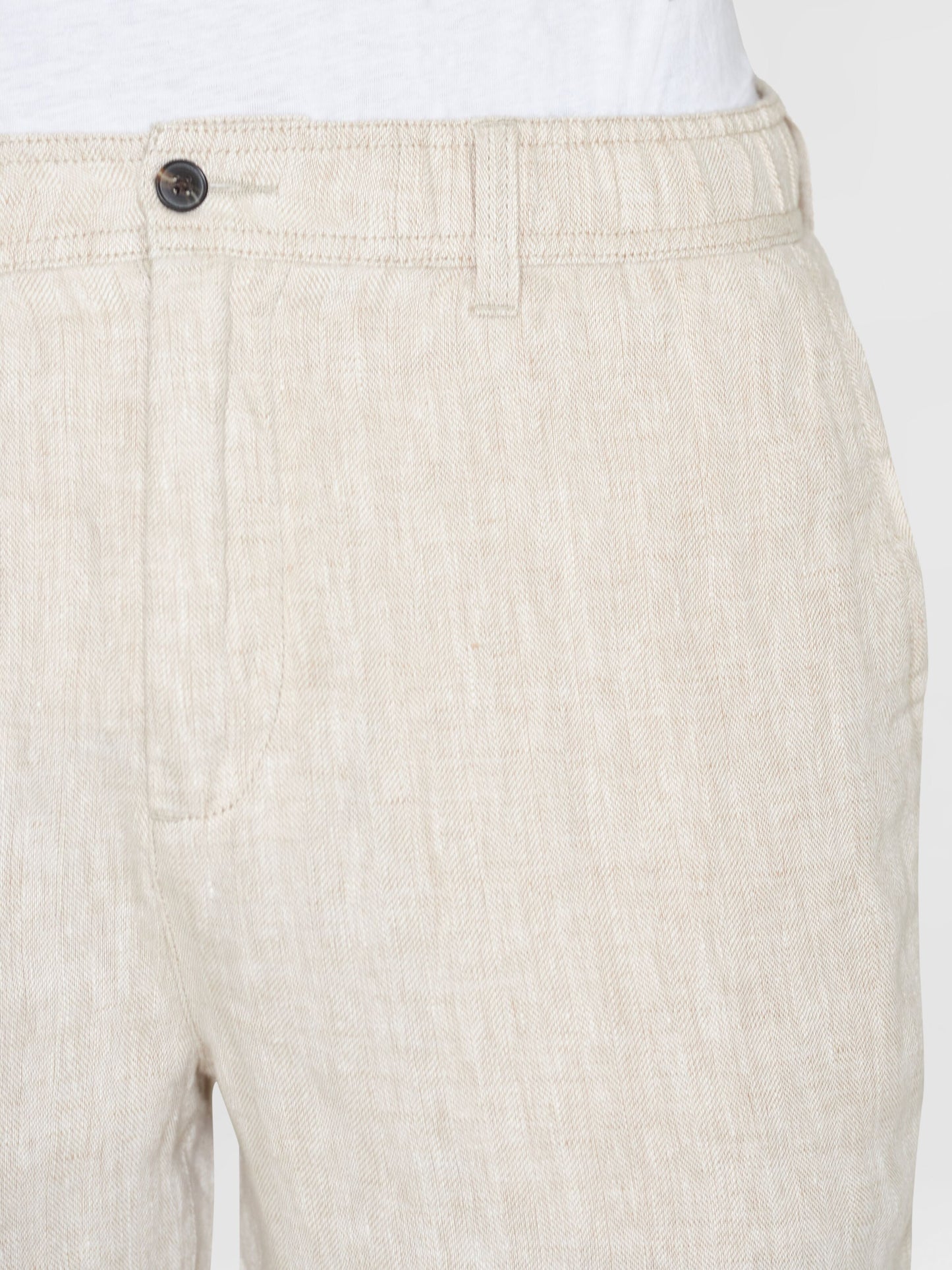 KCA - FIG loose herringbone linen elastic waist shorts Light feather gray