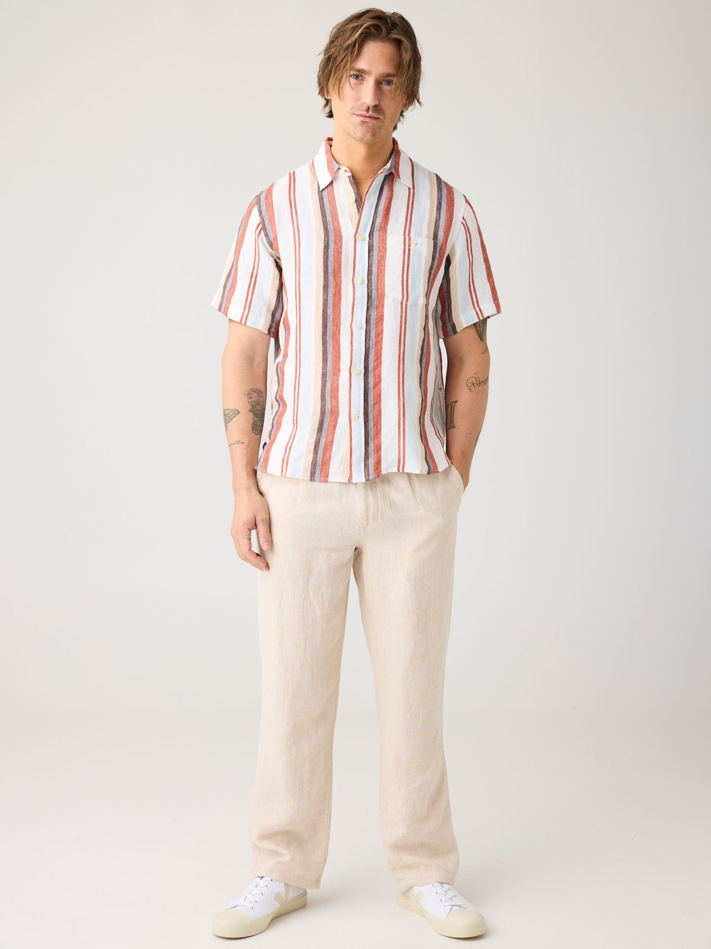 KCA - Fig loose linen pants Yarndyed - Light feather gray - WERTE FREUNDE