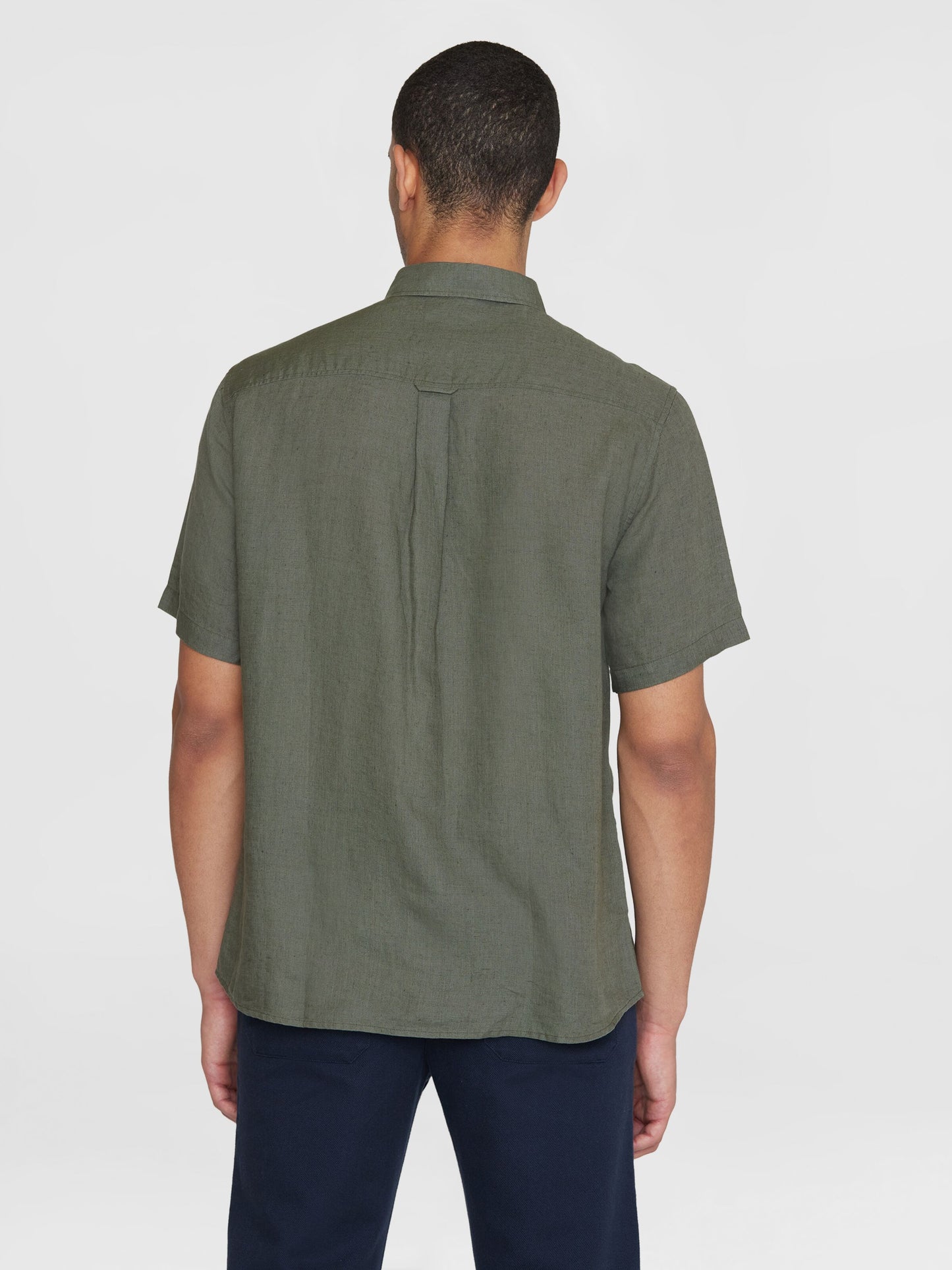 KCA - Regular linen short sleeve shirt Burned Olive