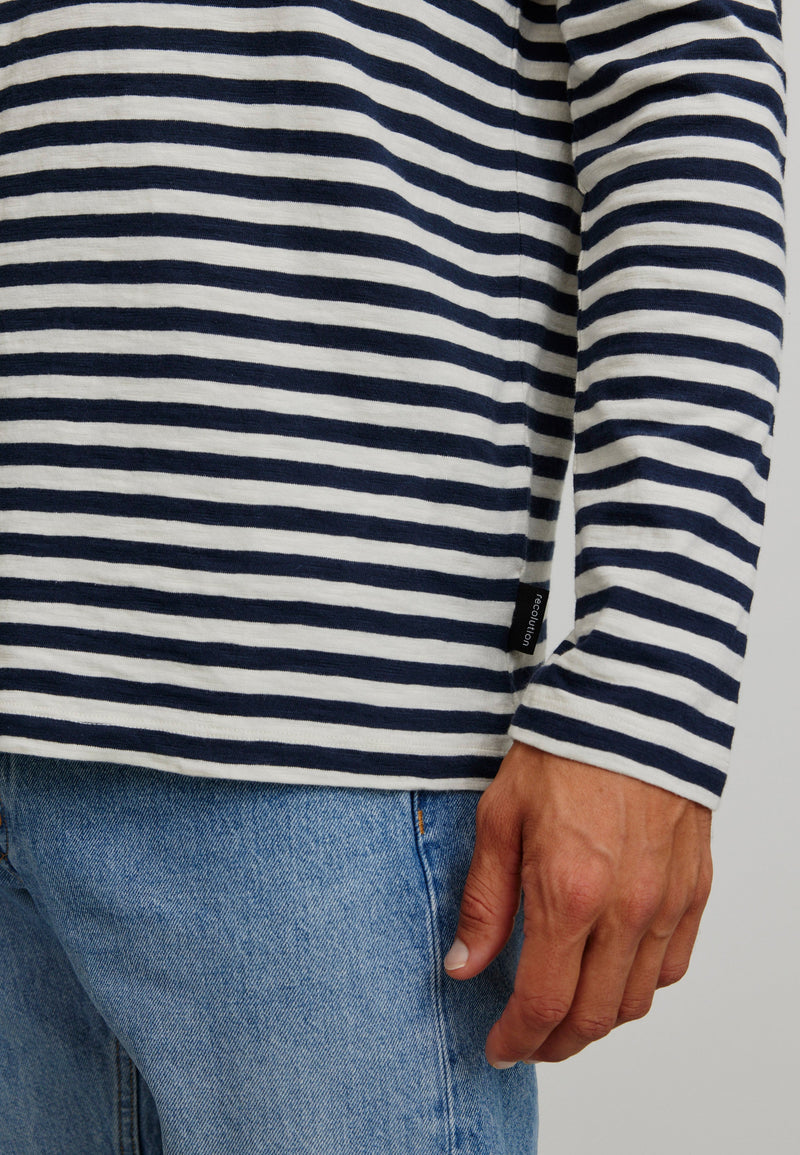 recolution - Longsleeve MACA STRIPES dark navy - WERTE FREUNDE