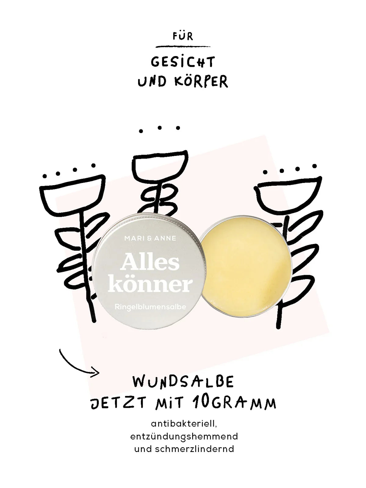 MARI & ANNE - Alleskönner sensitiv Ringelblumensalbe Mini 10g - WERTE FREUNDE