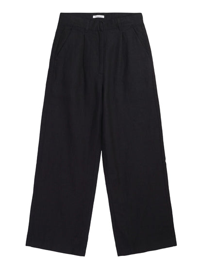 KCA - POSEY wide mid-rise linen pants Black Jet