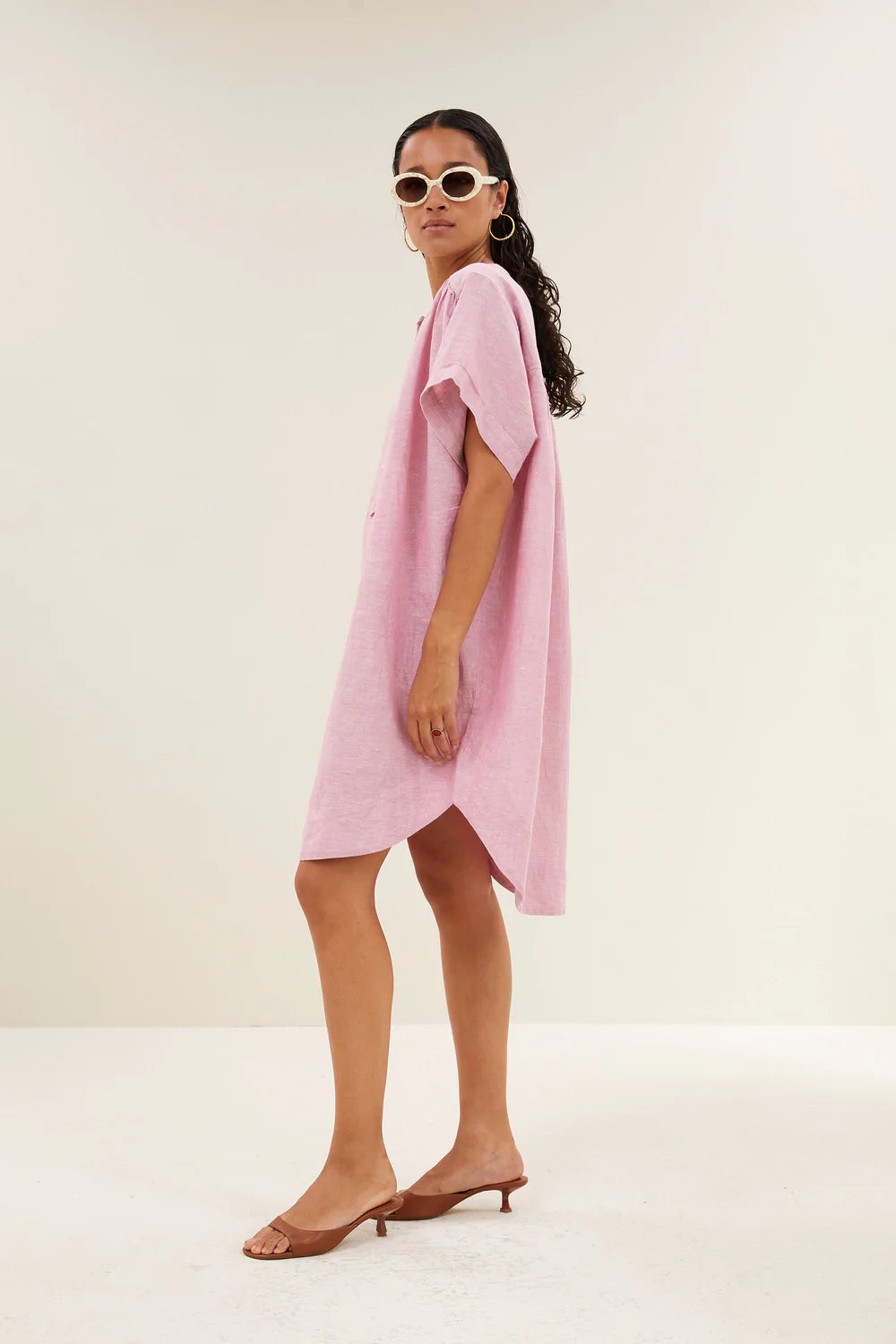by-bar - amber linen dress dusty pink - WERTE FREUNDE