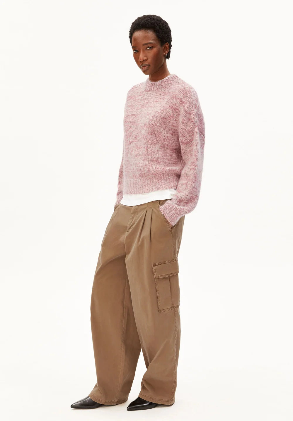 Armedangels - MOULINÉ BRUSHED KNIT SWEATER Strick Pullover velvet ember-oatmilk