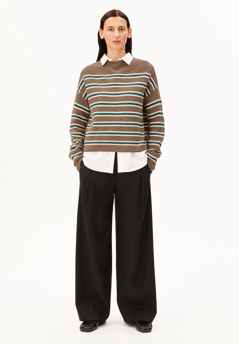 Armedangels - MERINAA STRIPED KNIT SWEATER Strick Pullover amberwood-oatmilk