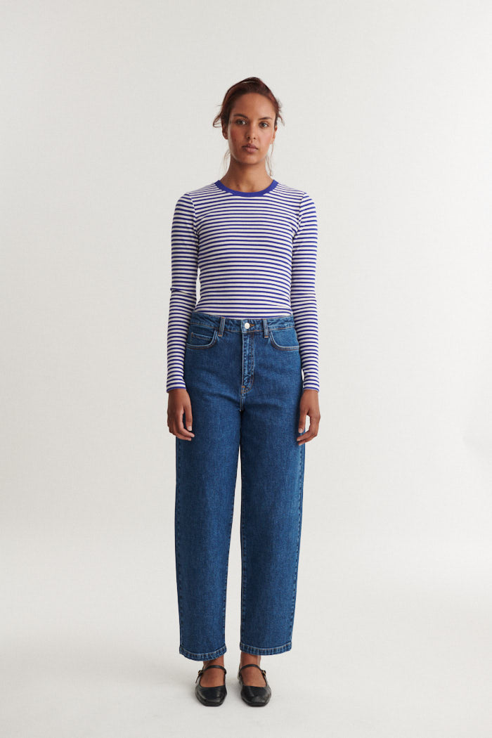 Basic Apparel - Ludmilla LS Tee T-Shirt Sodalite blue / whisper white - WERTE FREUNDE