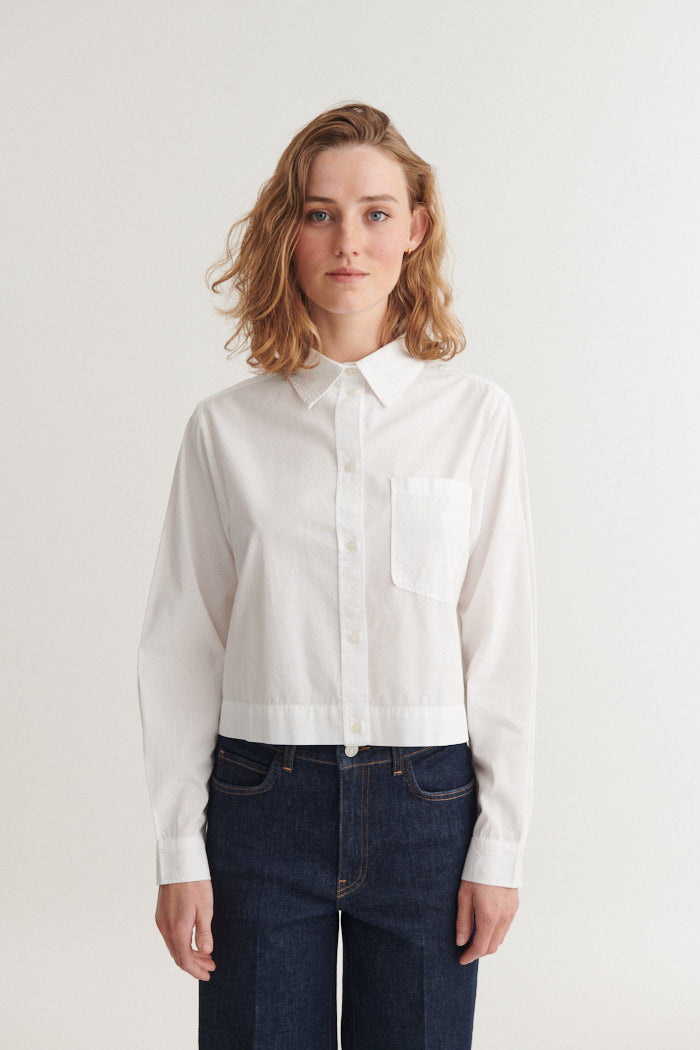 Basic Apparel - Silje Cropped Shirt Bright White - WERTE FREUNDE