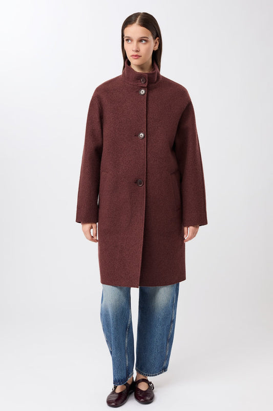 LangerChen - Kurzer Mantel aus Walk mit Membran burgundy