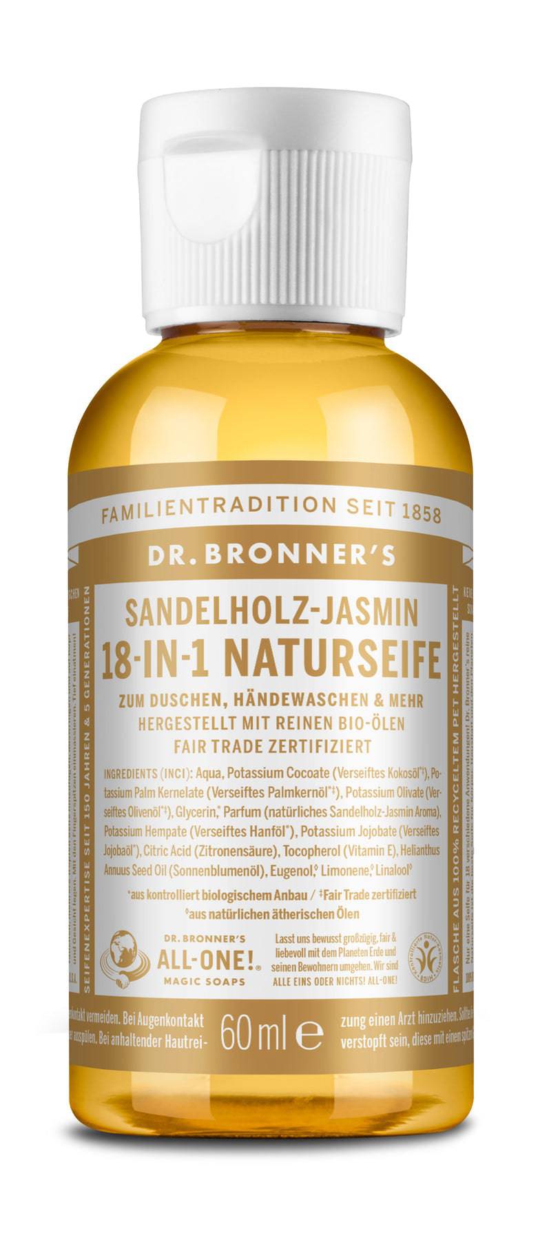 Dr. Bronner´s - 18-in-1 Naturseife Sandelholz-Jasmin 60 ml - WERTE FREUNDE