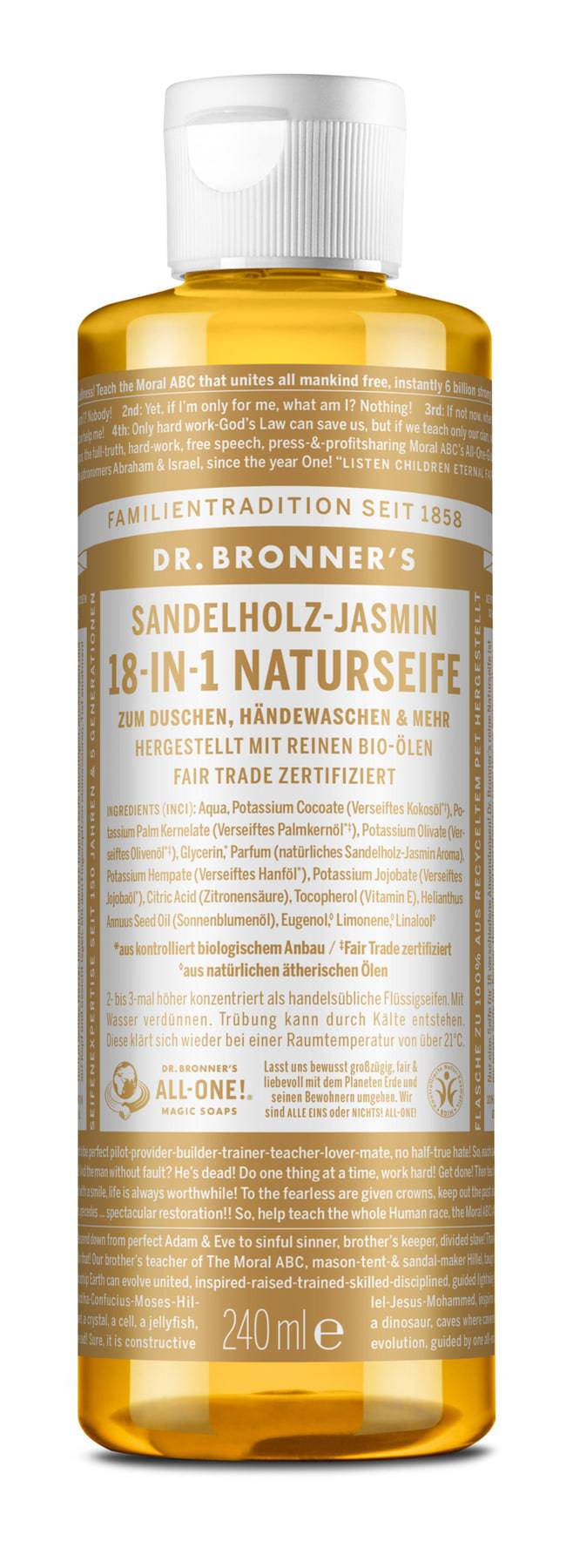 Dr. Bronner´s - 18-in-1 Naturseife Sandelholz-Jasmin 240 ml - WERTE FREUNDE