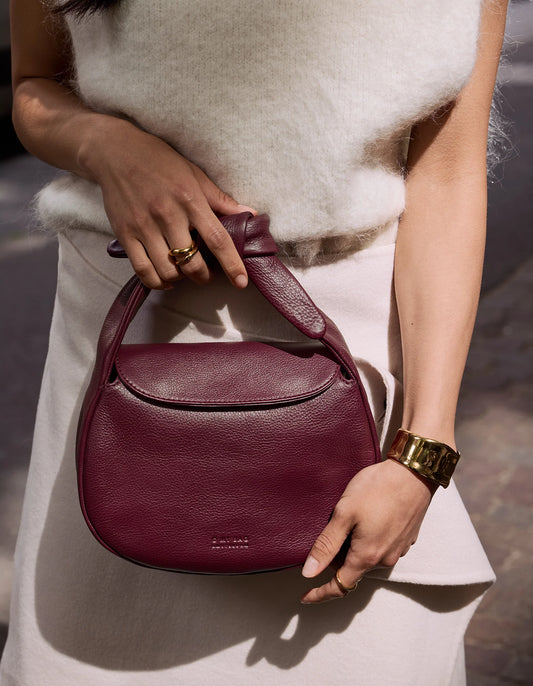 O MY BAG - Coco Croissant Soft Grain Leather Dark Cherry