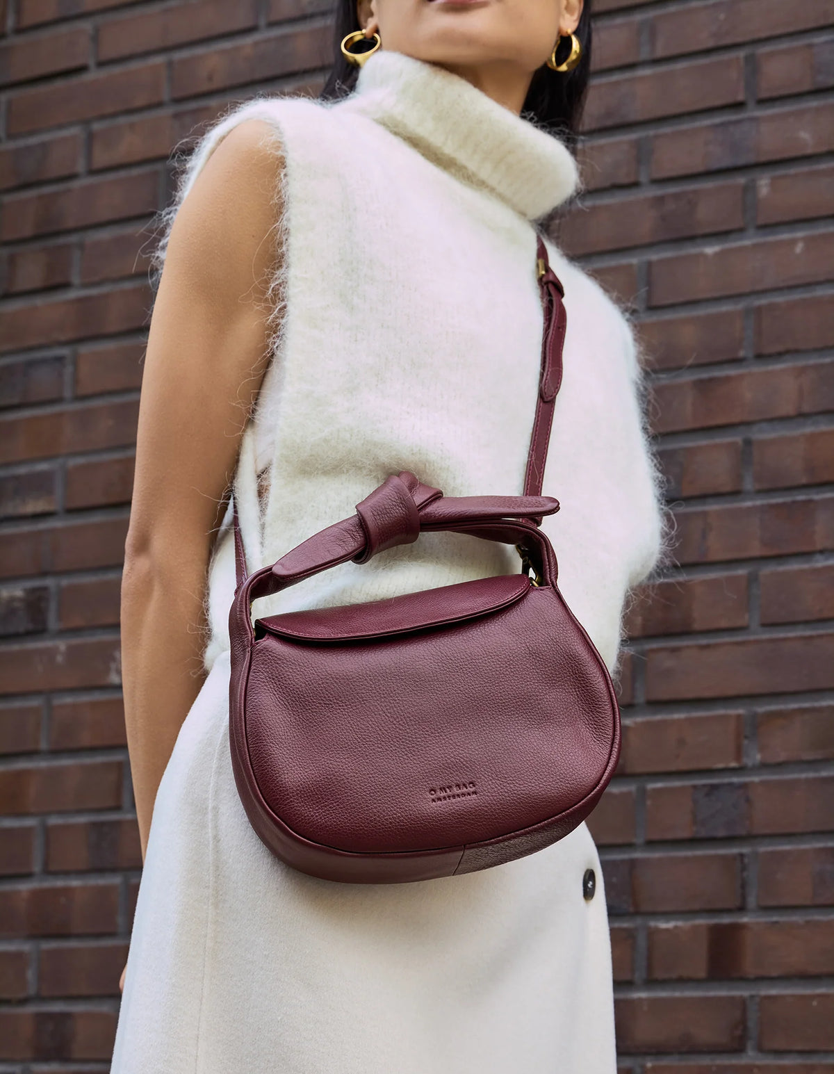 O MY BAG - Coco Croissant Soft Grain Leather Dark Cherry