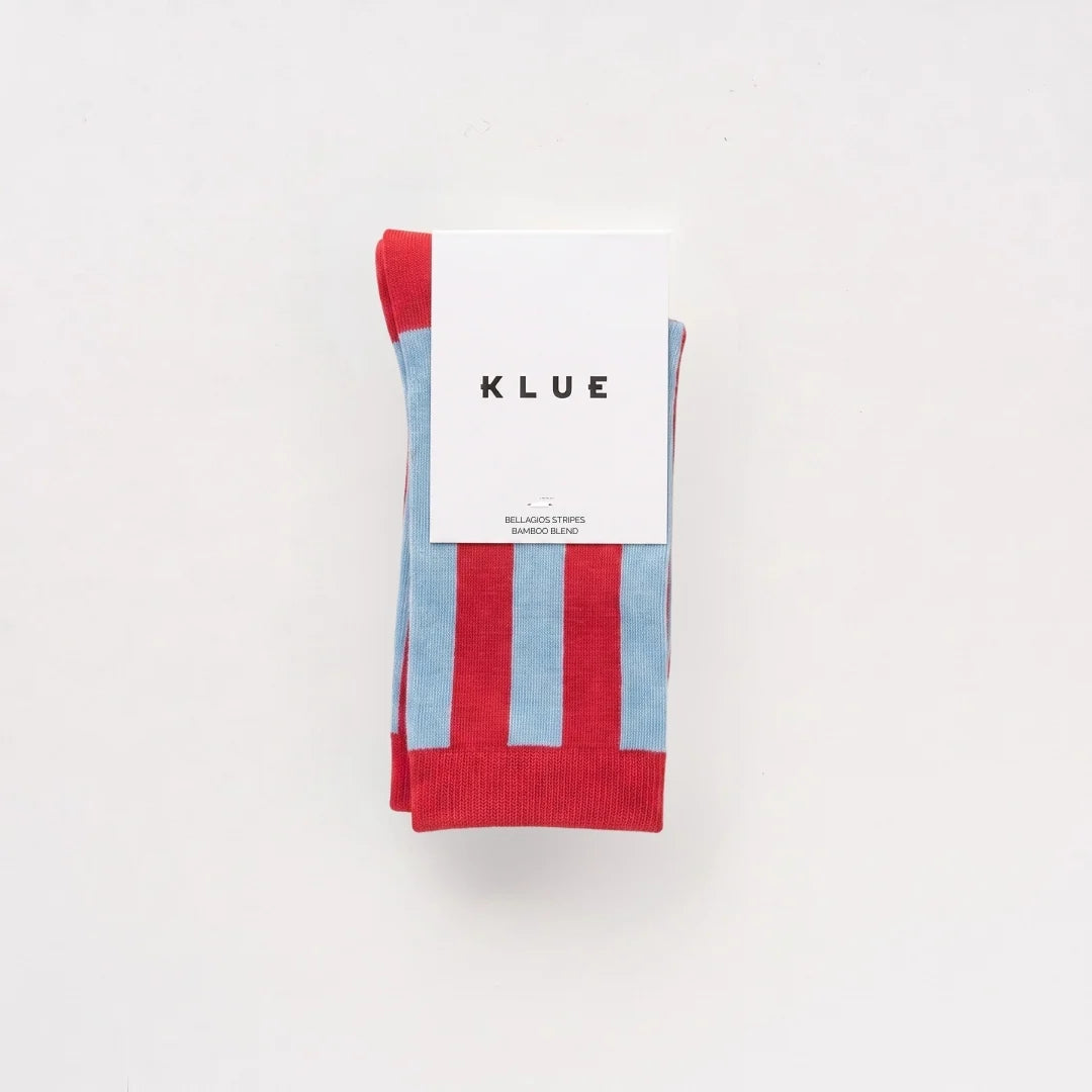 KLUE - Bambussocken Retro Bellagios Kirschrot und Eisblau