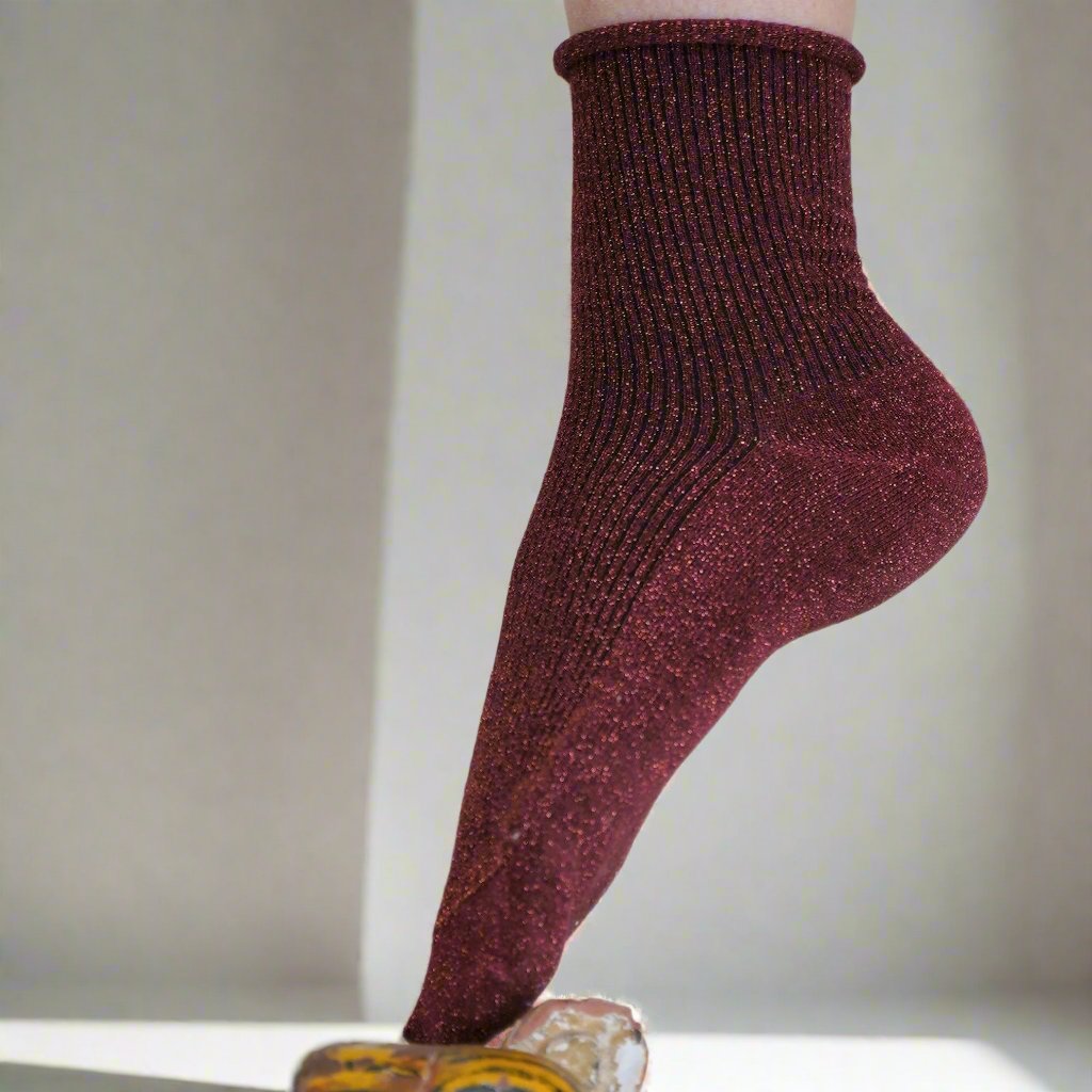 KLUE - Glitter Lurex Socken Rot