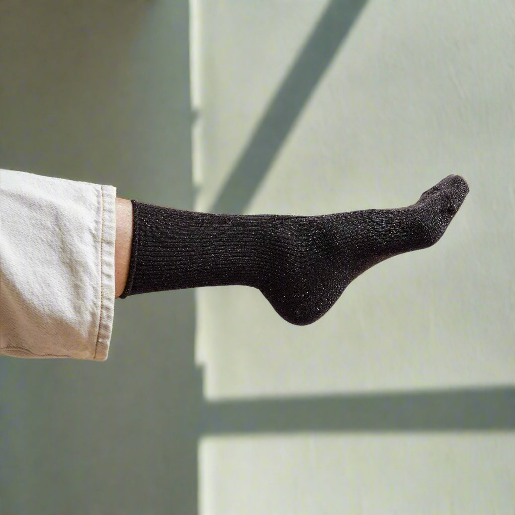 KLUE - Glitter Lurex Socken Schokoladen Dunkelbraun