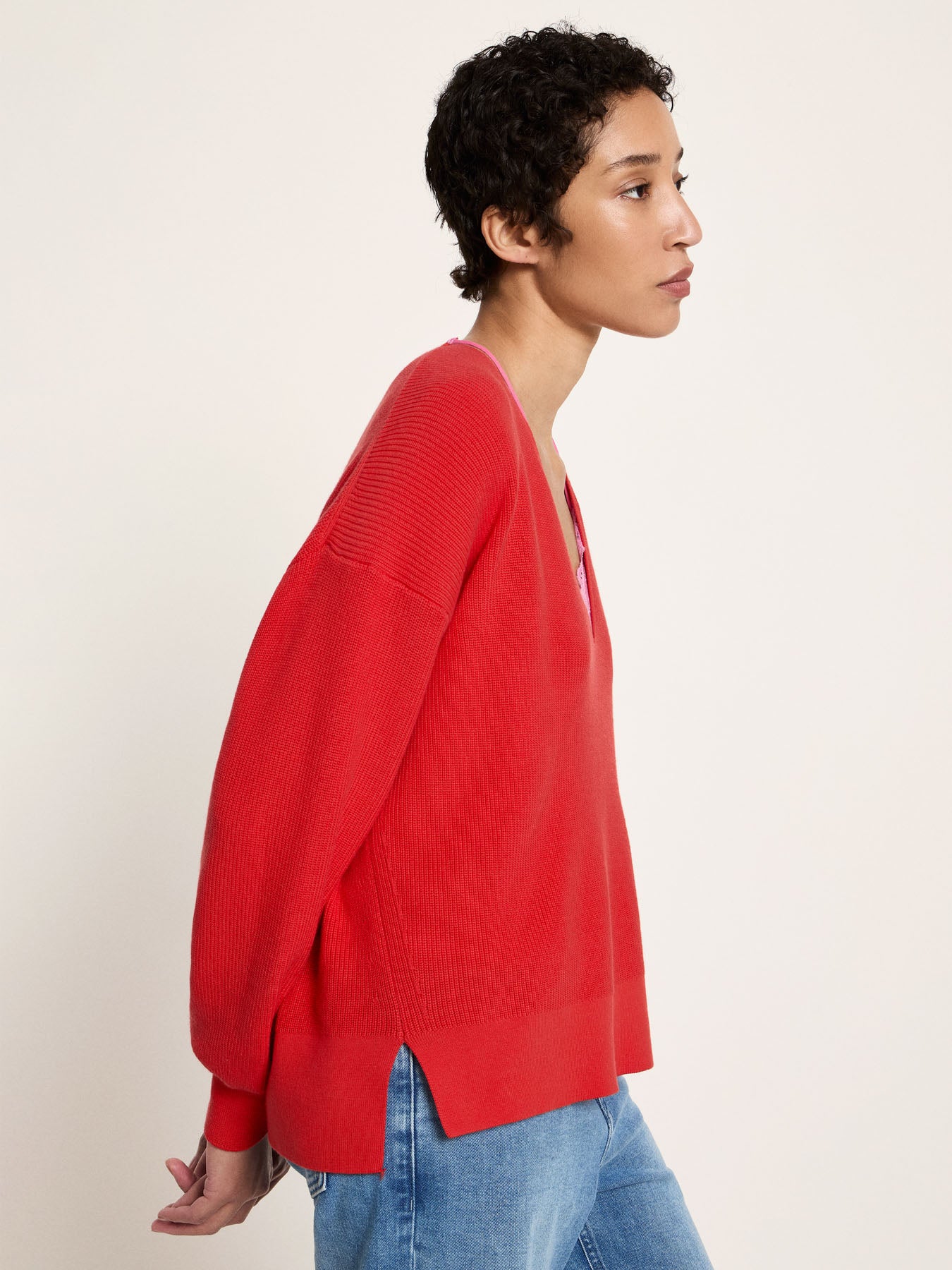 LANIUS - Pullover mit V-Ausschnitt lava red - WERTE FREUNDE