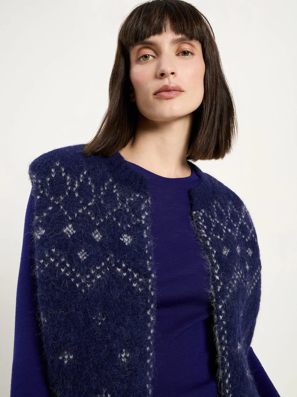 LANIUS - Doubleface Weste mit Jacquard violet