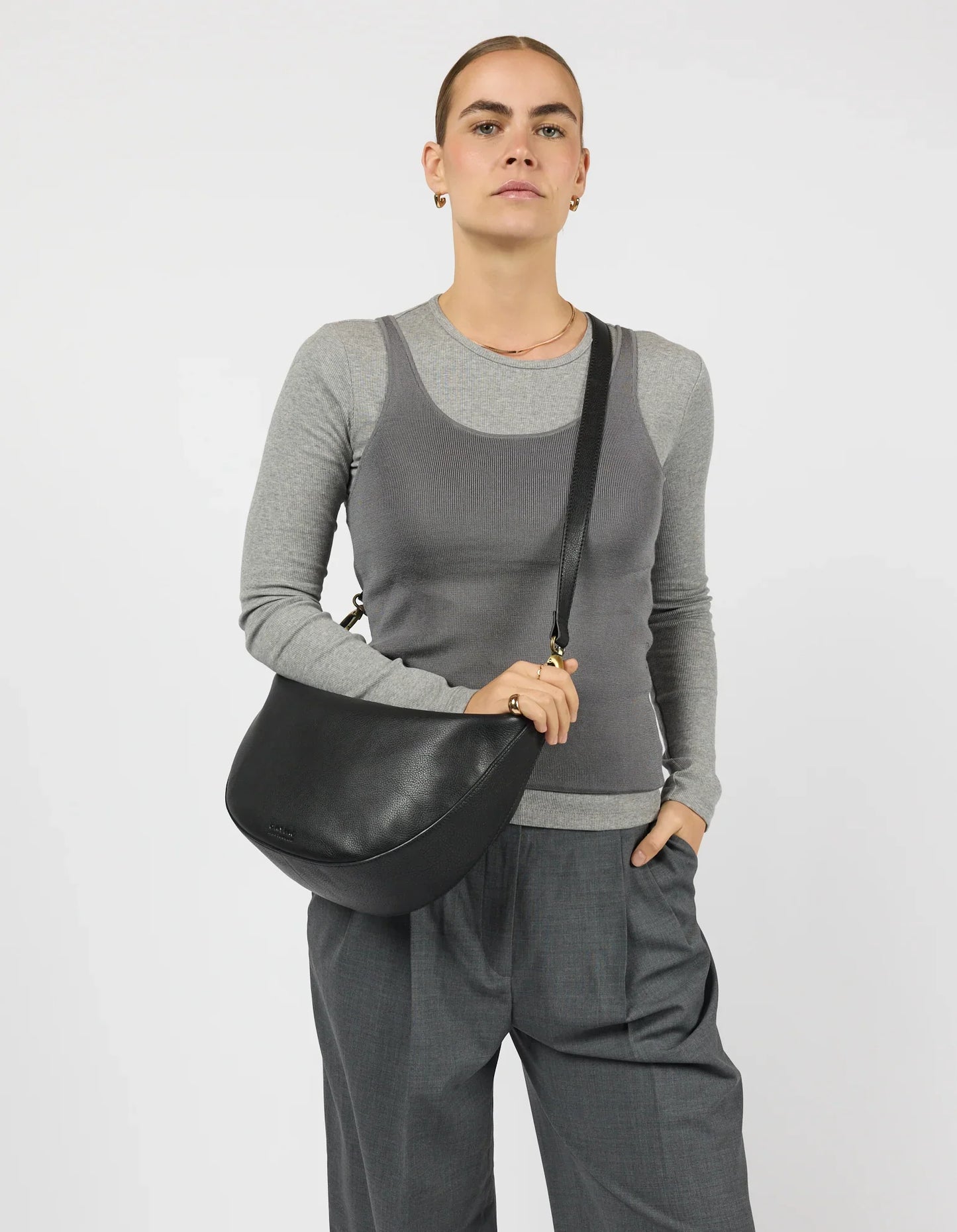 O MY BAG - Leo Maxi Black Soft Grain Leather - WERTE FREUNDE