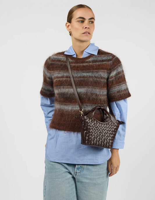 O MY BAG - Mara Mini Chocolate Woven Classic Leather - WERTE FREUNDE