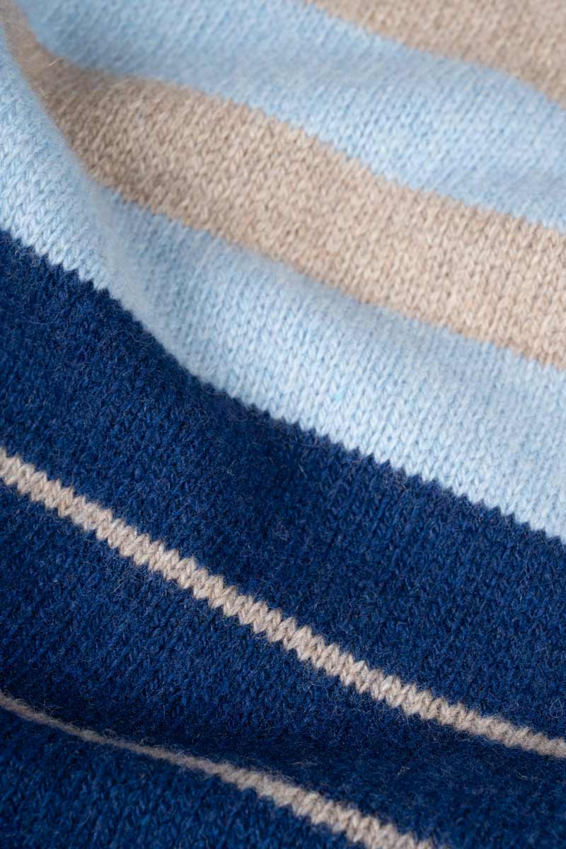 Rifo - Rino Cashmere Striped Skinny Scarf Multicolor Blue