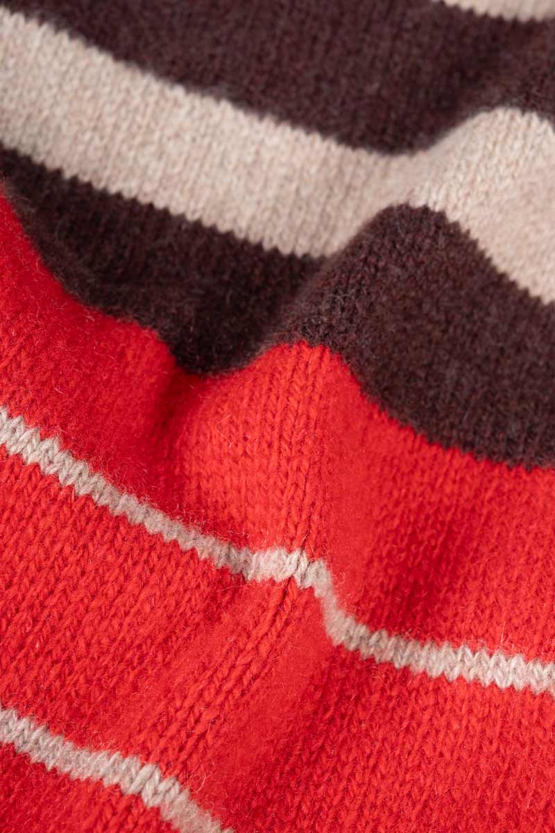 Rifo - Rino Cashmere Striped Skinny Scarf Multicolor Red