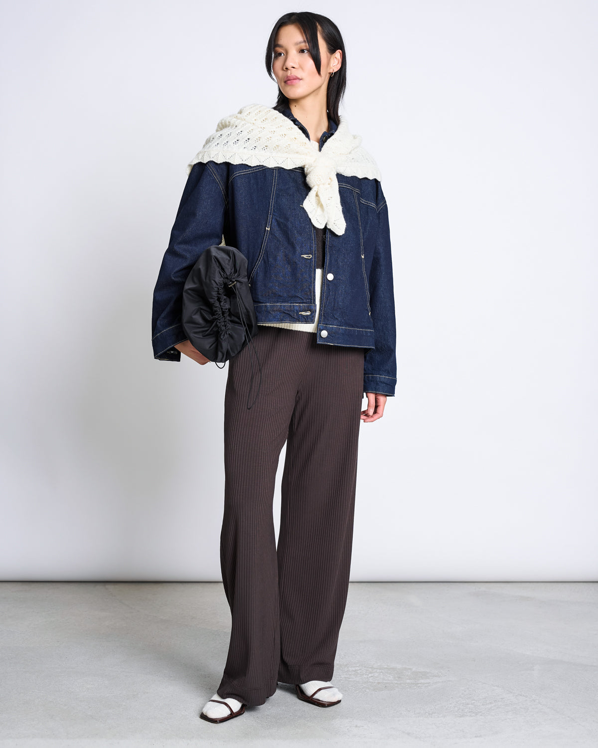JAN N JUNE - ELVA LAMBSWOOL TRIANGLE SCARF ofwhite