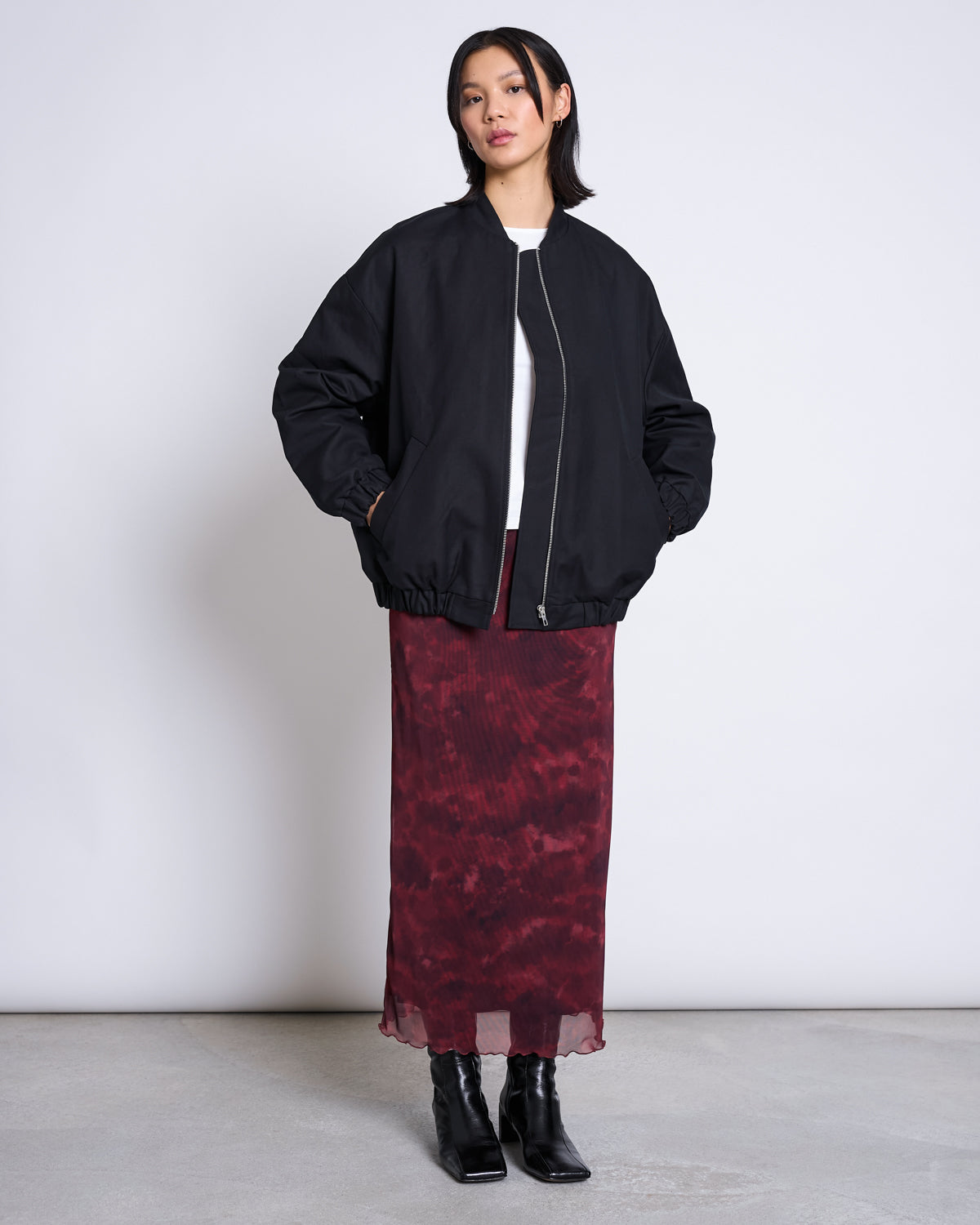 JAN N JUNE - SMUK MESH MAXI SKIRT carmine curl