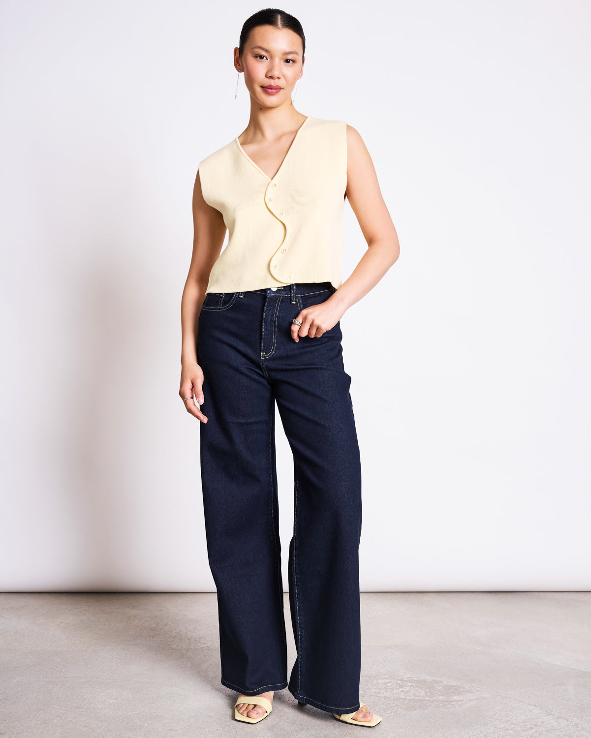JAN N JUNE - CORYL Wavy Knit Vest buttermilk - WERTE FREUNDE