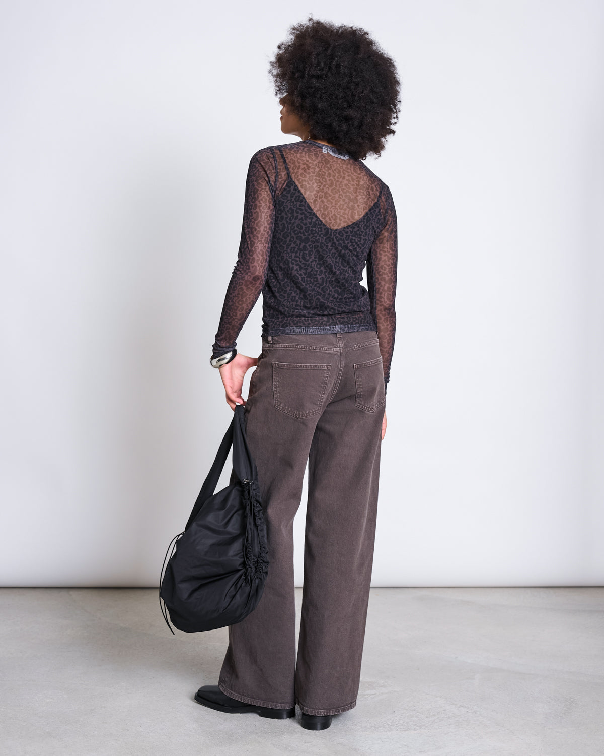 JAN N JUNE - DORA MESH LONGSLEEVE dark leo print