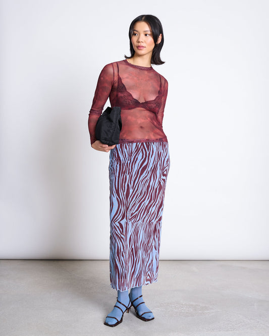 JAN N JUNE - DORA MESH LONGSLEEVE carmine curl