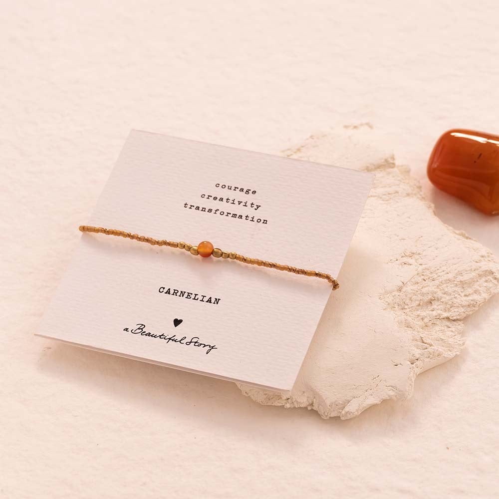 a beautiful story - Iris Card Carnelian Bracelet goldfarbig - WERTE FREUNDE