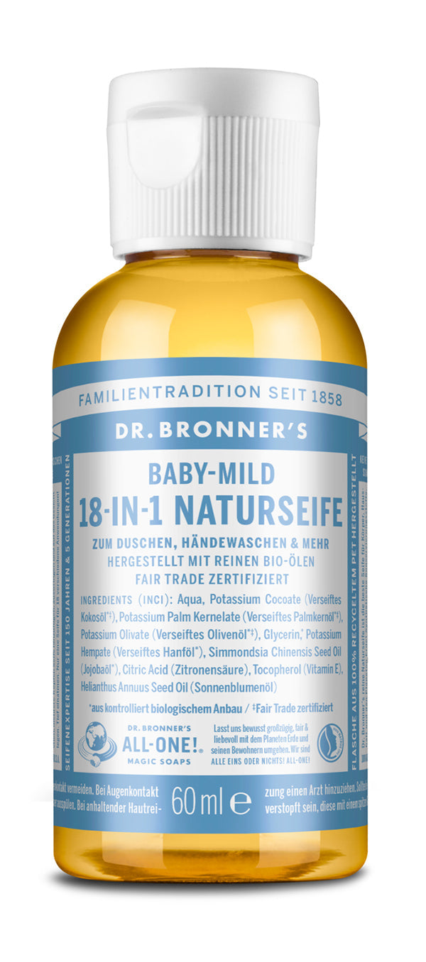 Dr. Bronner´s - 18-in-1 Naturseife Baby-Mild (ohne Duft) 60 ml - WERTE FREUNDE