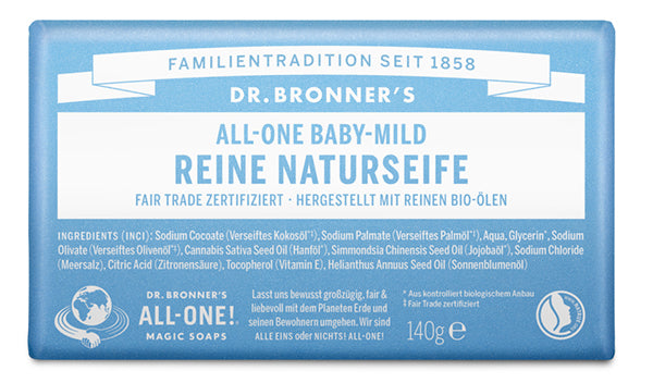 Dr. Bronner´s - Reine Naturseife Baby-Mild (ohne Duft) 140 g - WERTE FREUNDE