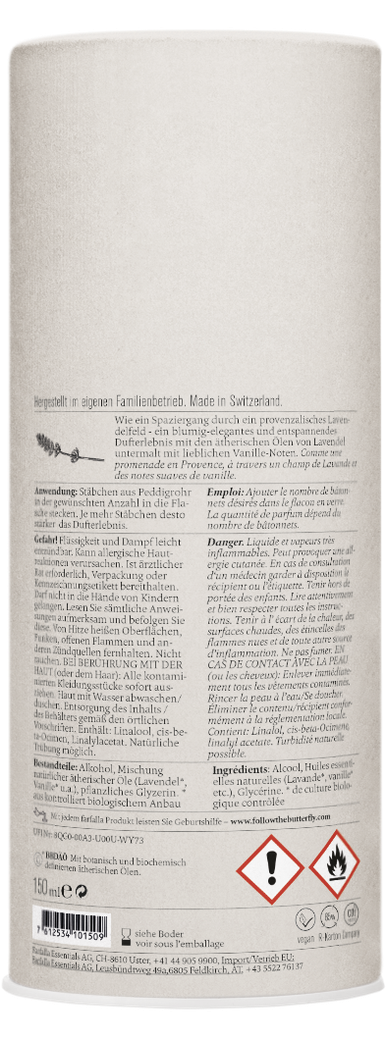 farfalla - Lavendel Field Duftstäbchen Aroma Ambiance Set 150 ml - WERTE FREUNDE