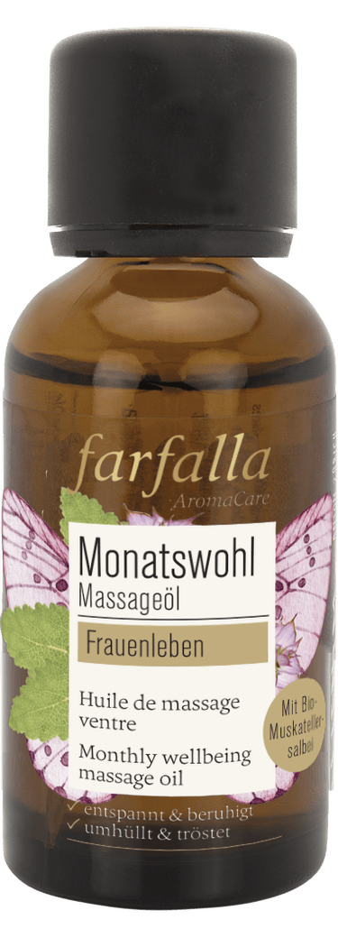 farfalla - Frauenleben Monatswohl Massageöl 30ml - WERTE FREUNDE
