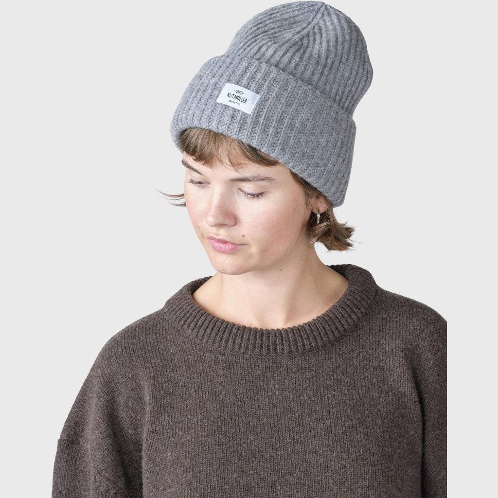 Klitmøller - Wide rib beanie Light grey - WERTE FREUNDE