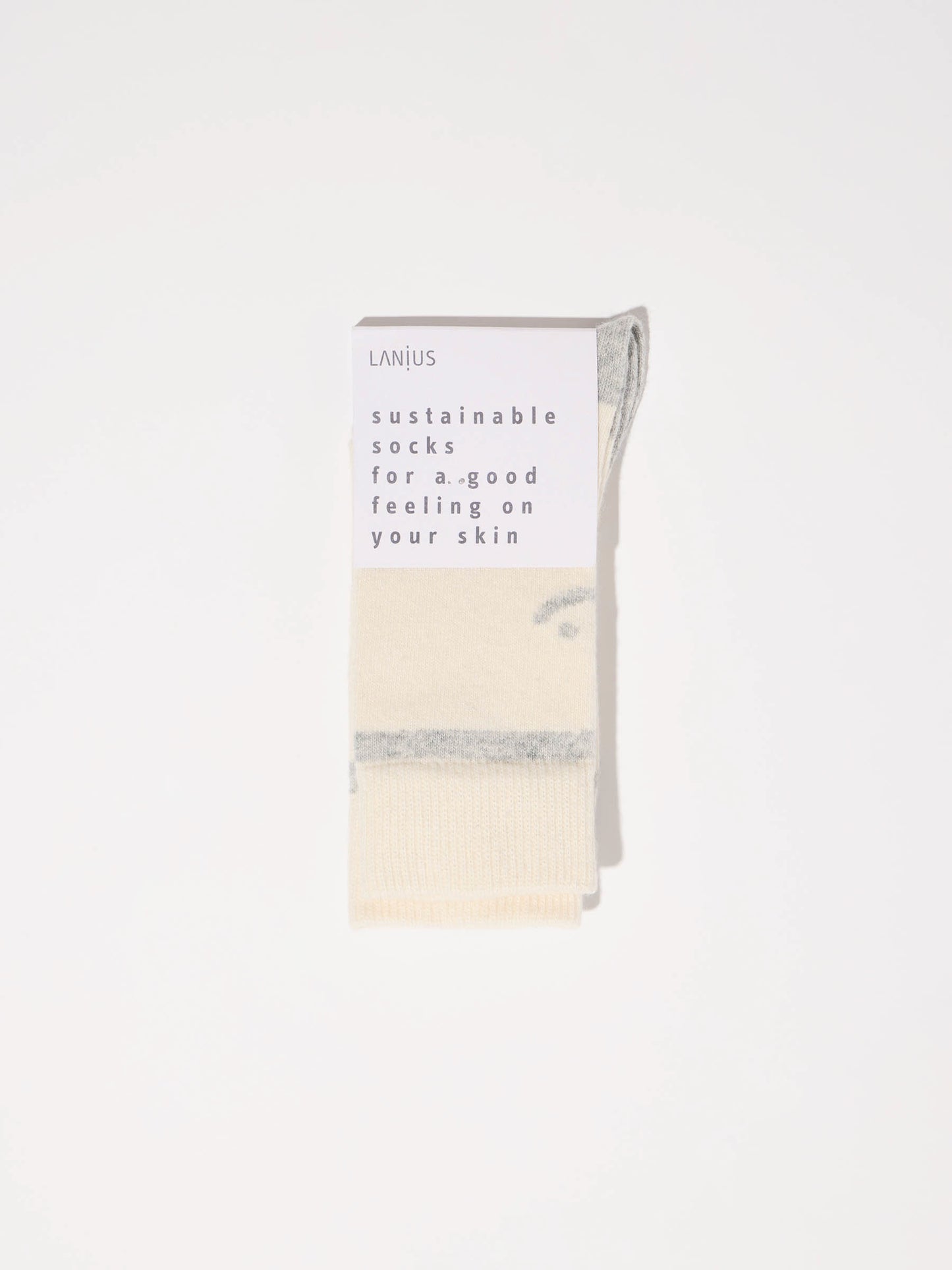 LANIUS - Socken mit Smiley off white / grey melange - WERTE FREUNDE