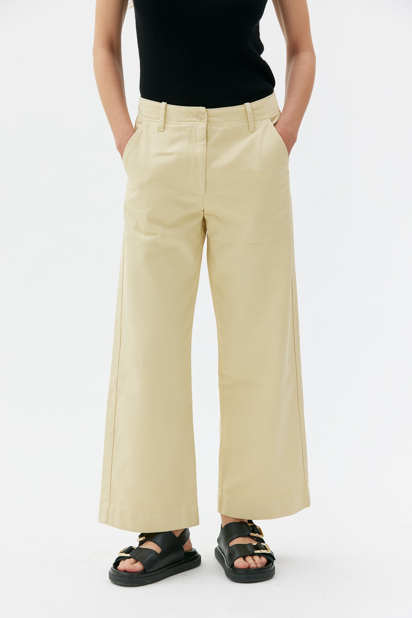 MASKA - Laila - Recyled cotton trousers Pale yellow - WERTE FREUNDE