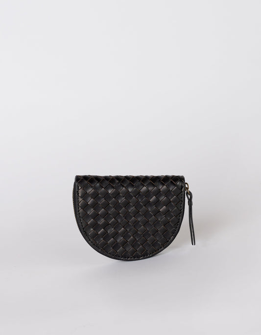 O MY BAG - Laura Coin Purse Black Woven Classic Leather - WERTE FREUNDE