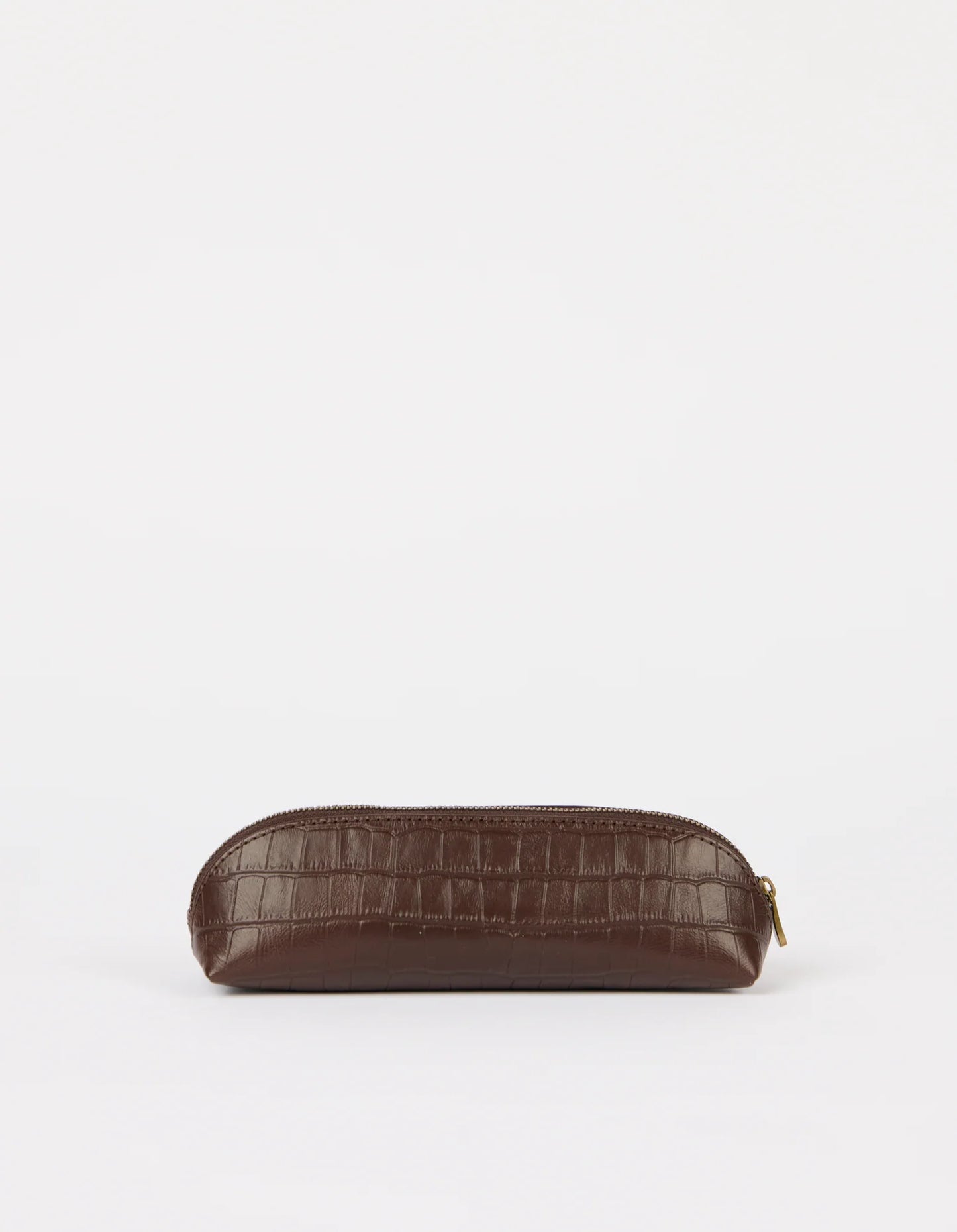 O MY BAG - Pencil Case Large - Chocolate Croco Leather - WERTE FREUNDE