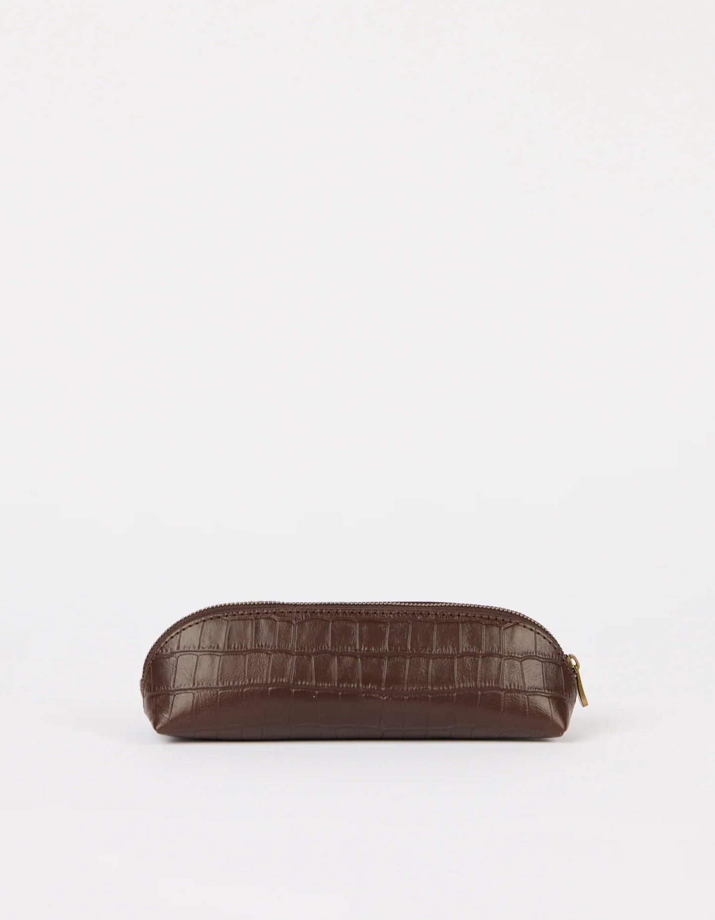 O MY BAG - Pencil Case Large - Chocolate Croco Leather - WERTE FREUNDE