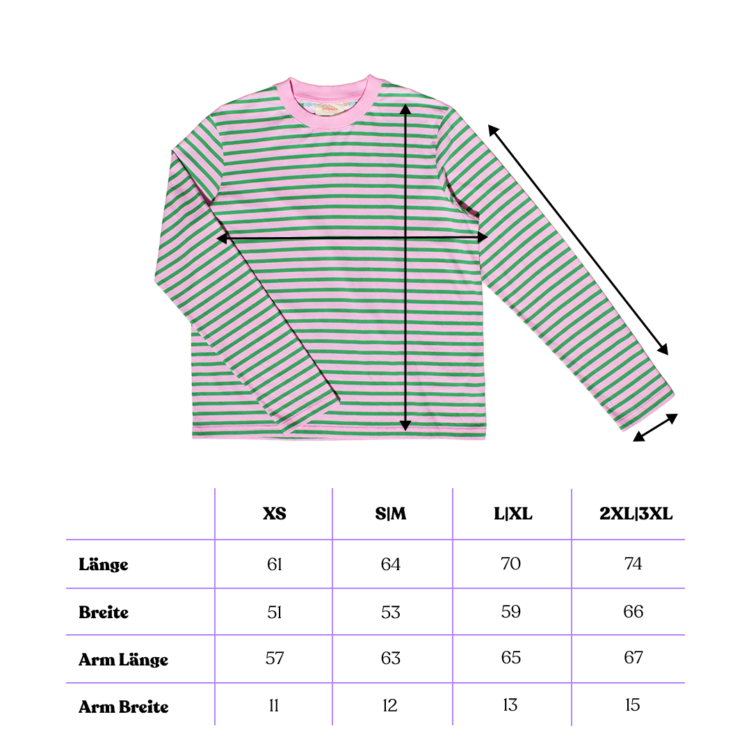 popeia - Langarmshirt Gestreift Pink/Grün - WERTE FREUNDE