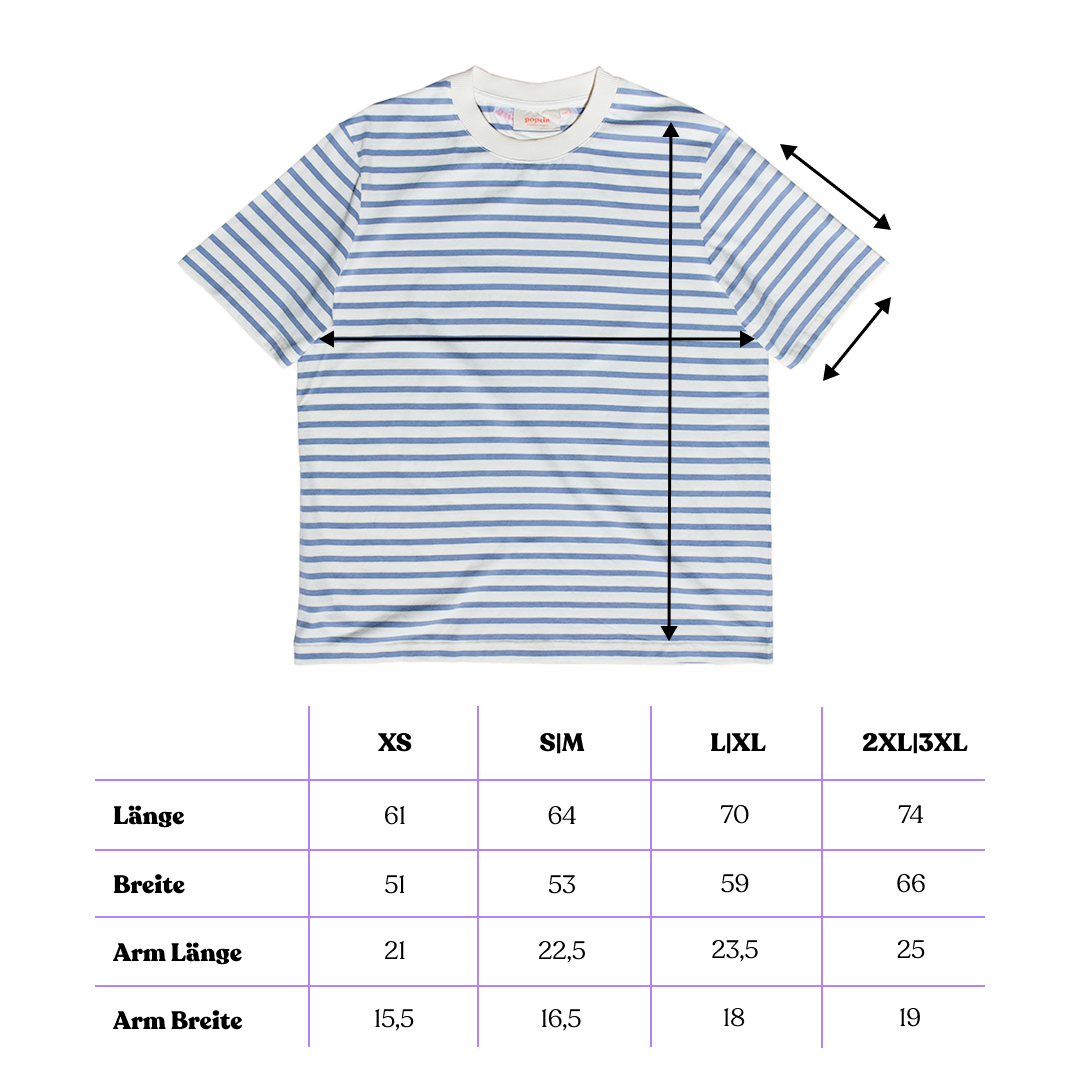 popeia - T-Shirt Gestreift Eisblau/Off-White - WERTE FREUNDE