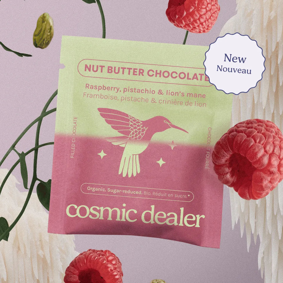 Cosmic Dealer - Nut Butter Chocolate Double layer Raspberry & Pistachio 20g - WERTE FREUNDE