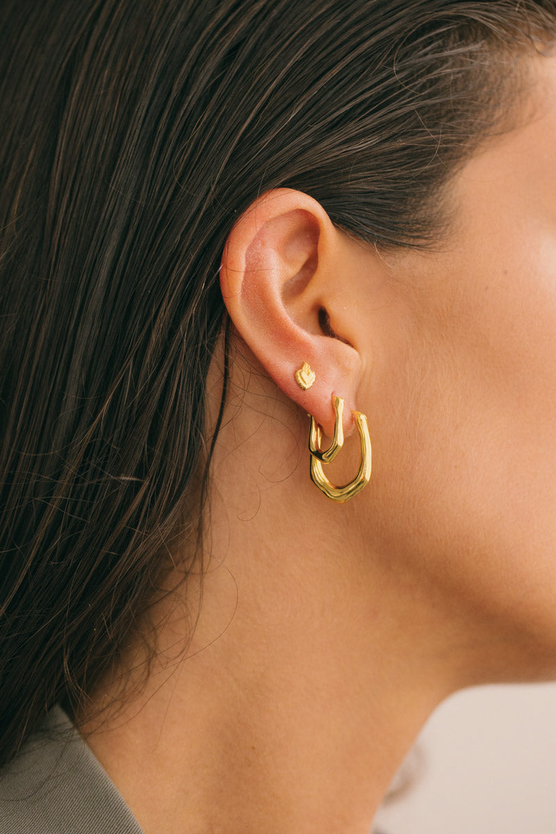 WILDTHINGS - Organic oval hoop gold plated (10mm) 1 Paar - WERTE FREUNDE