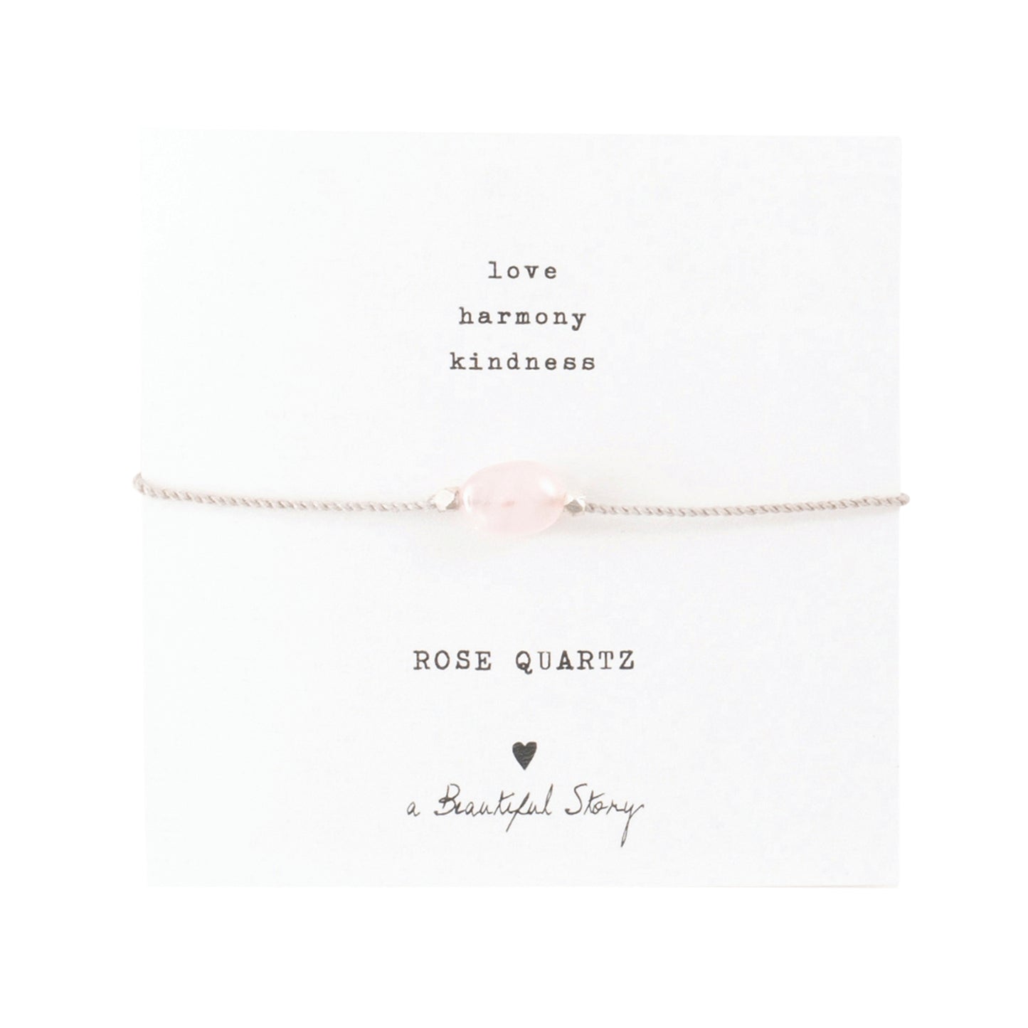 a beautiful story - Gemstone Card Rose Quartz silberfarben Armband