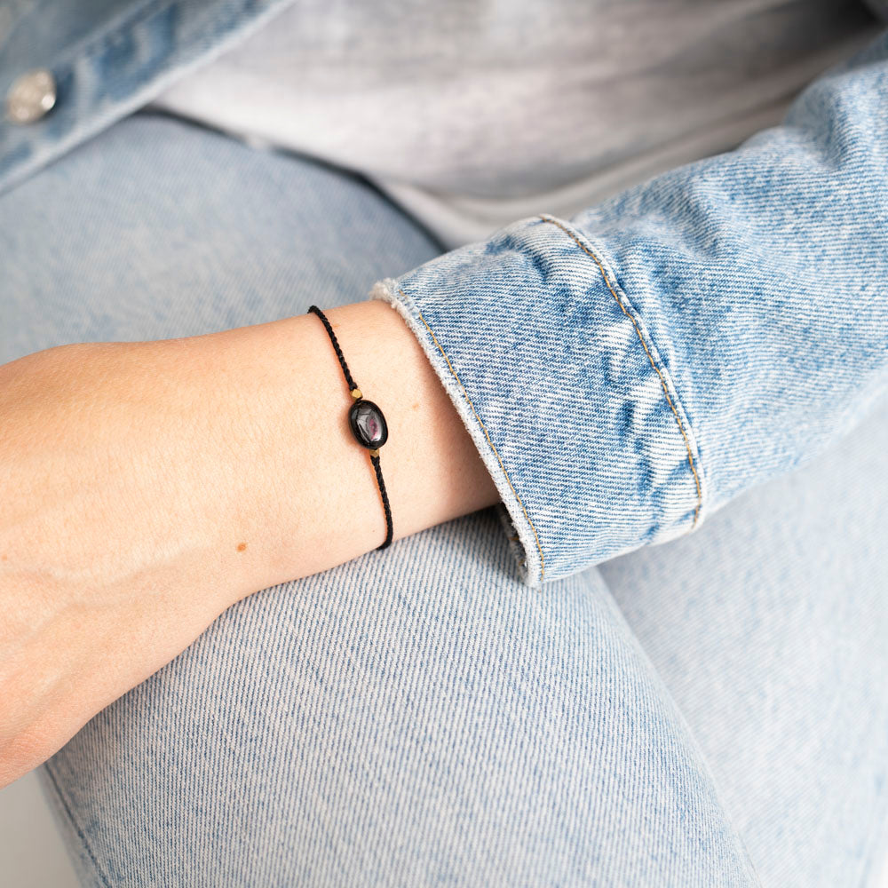 a beautiful story - Gemstone Card Black Onyx goldfarben Armband - WERTE FREUNDE