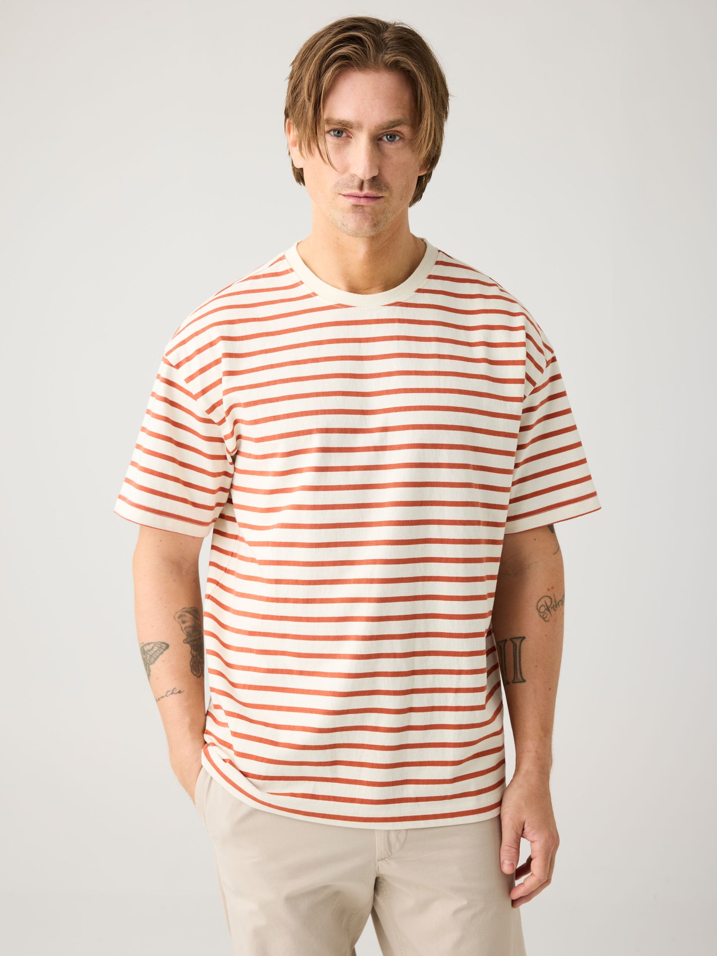 KCA - Loose striped t-shirt Red Stripe - WERTE FREUNDE