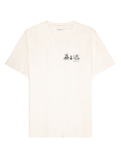 KCA - Regular fit owl trip chest print t-shirt - Regenerative Organic Certified® - Vegan Egret