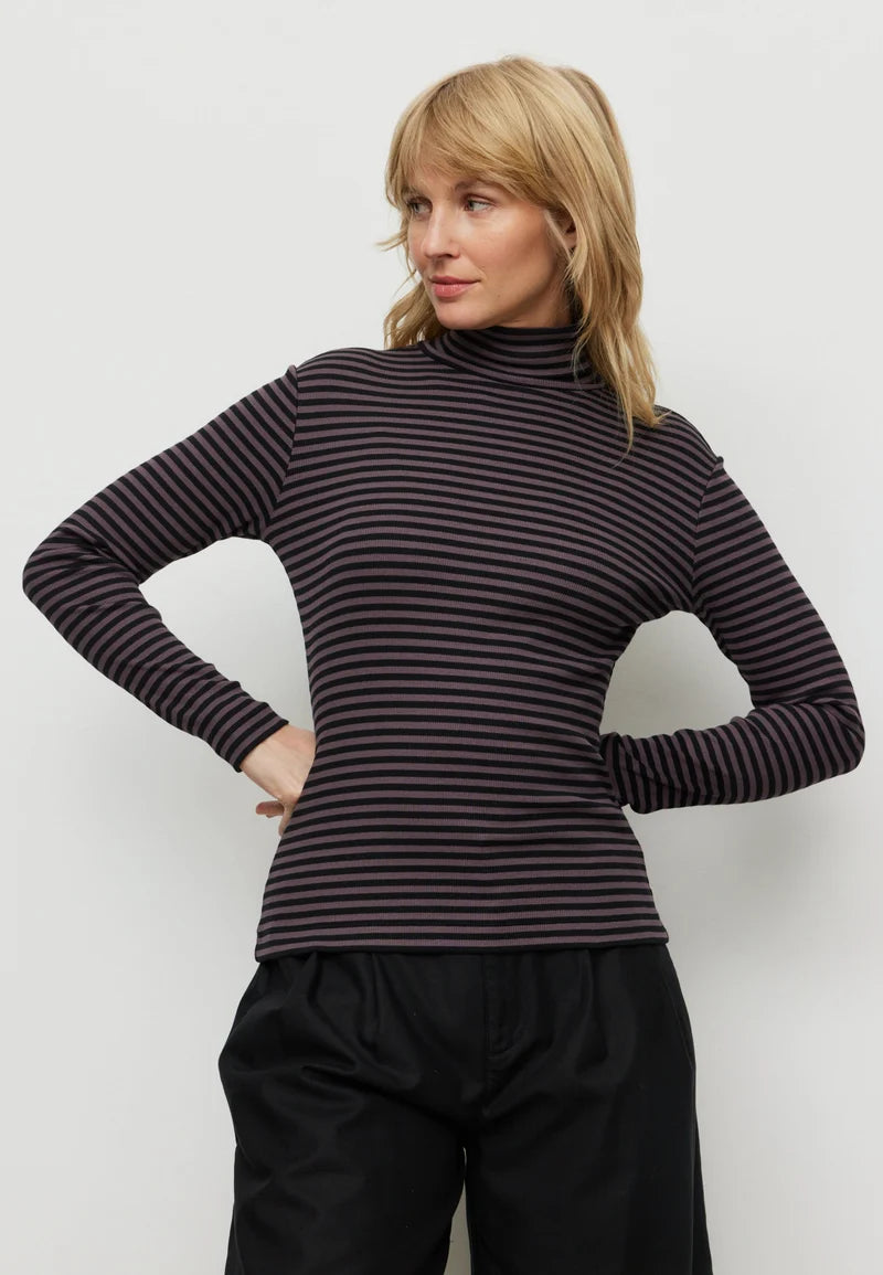 recolution - LIATRIS STRIPES Longsleeve dark grape